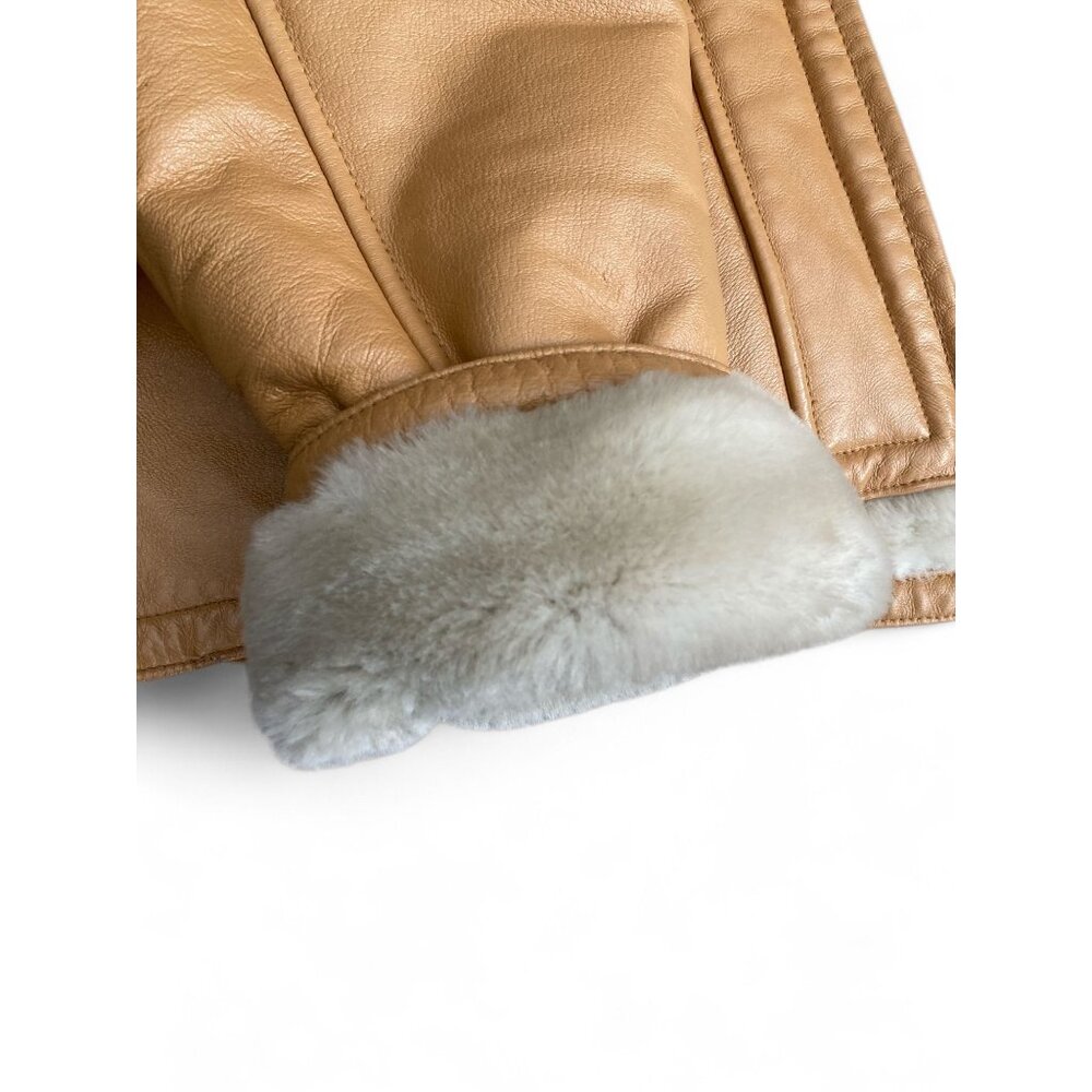 Wilsons Leather Women's Tan Faux Shearling-Lined Jacket Belted Waist S READ - Picture 6 of 11